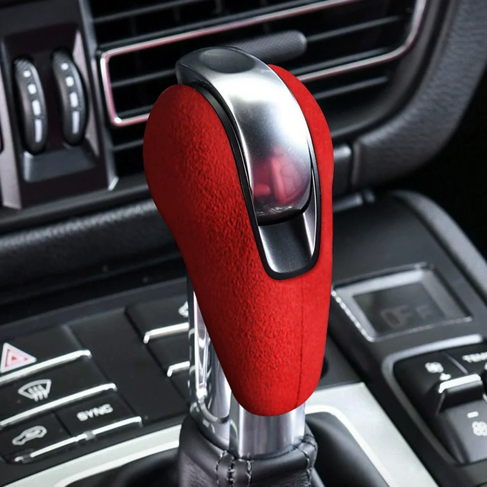 Suede Car Gear Head Lever Shift Knob Cover Protector Trim Decoration Accesrioes For Porsche Macan Panamera Boxter 718