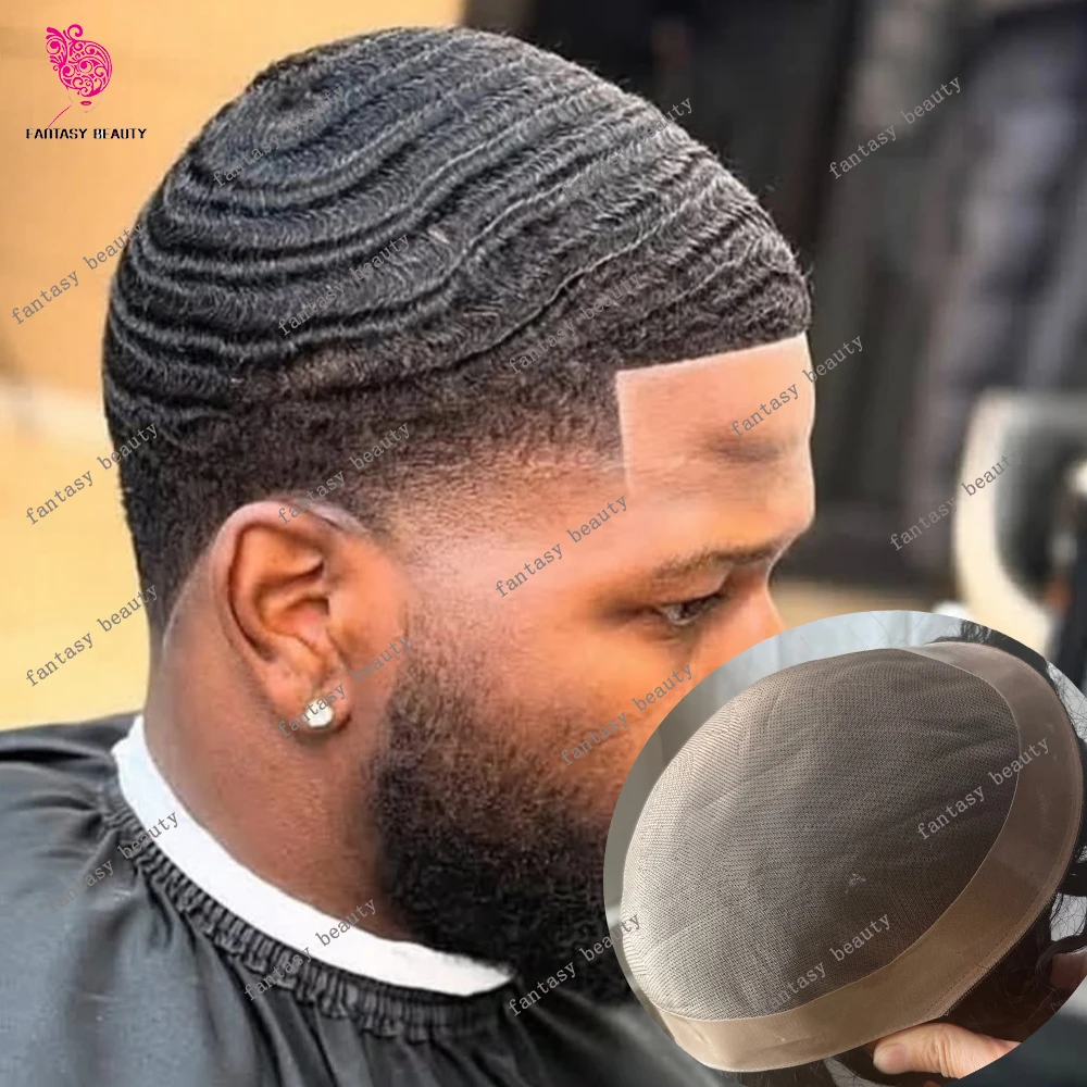 

8mm/10mm/12mm Afro Deep Wave Toupee for Men Super Durable Fine Mono Curly Hair Prosthesis Natural Human Hair Replacement System