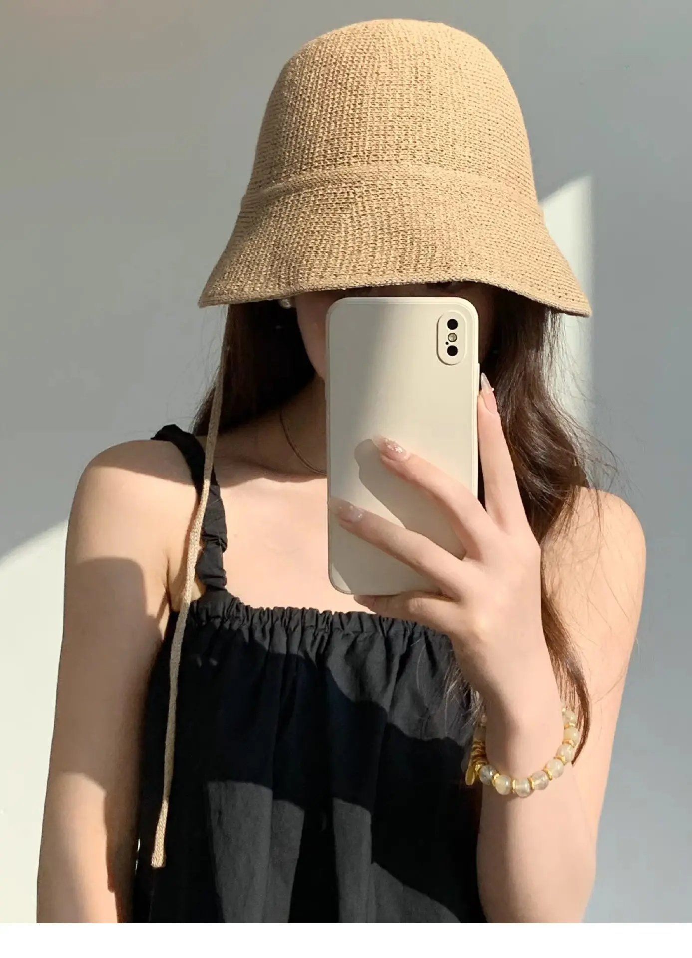 

Summer Lace-Up Back-Split Sun Hat: Breathable, UV-Protective, Casual and Versatile Fisherman's Hat for Women
