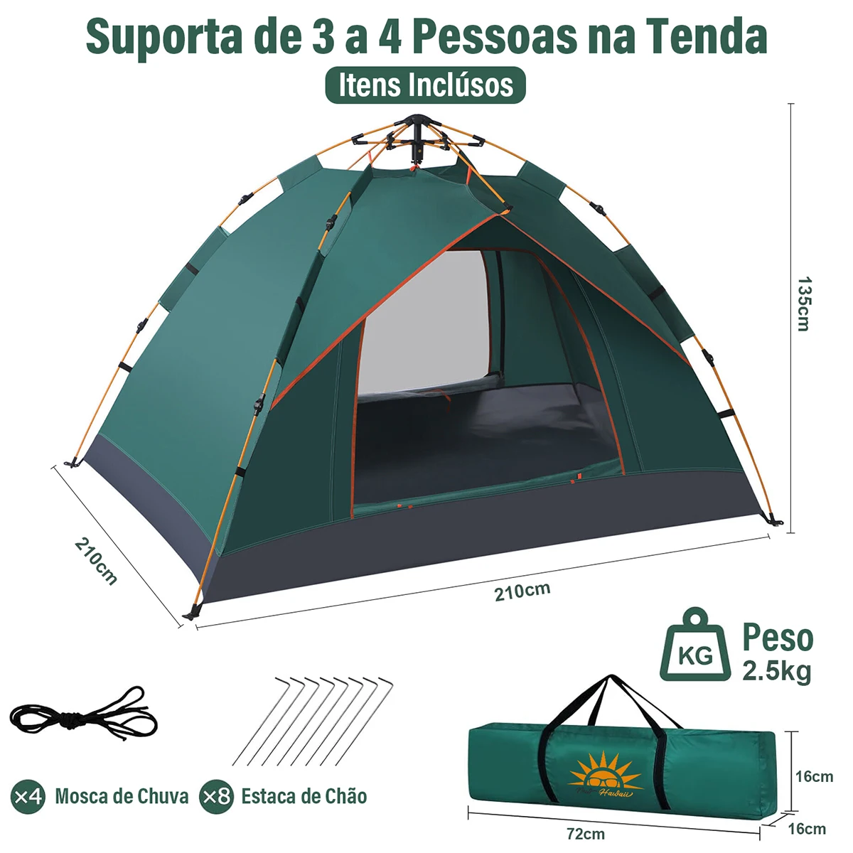 Camping Tent Outdoor Waterproof Quick Automatic Opening 3-4 people