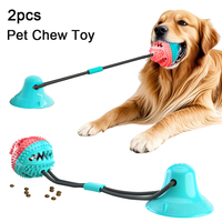 2pc Dog Chew Toy Suction Cup Rope With Sound Interactive Pet Toys For Small Big Dogs Teeth Clean Puppy Slow Feeder Training Ball