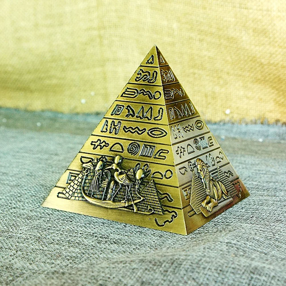 Egyptian Pyramids Figurine Pyramid Model Building Statue Home Office Desktop Decor Gift Souvenir(Bronze)