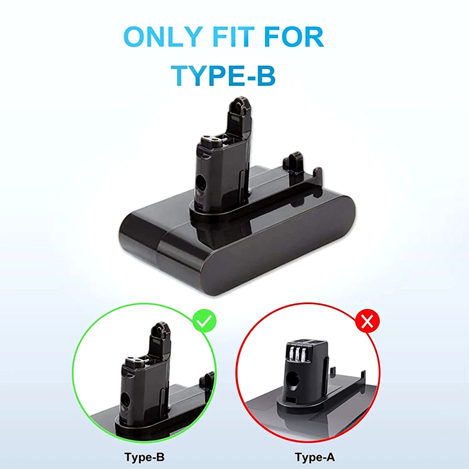 

Li-ion Vacuum Battery 22.2V 6800MAh For Dyson DC35, DC45 DC31, DC34, DC44, DC31 Animal ( Only Fit Type B )