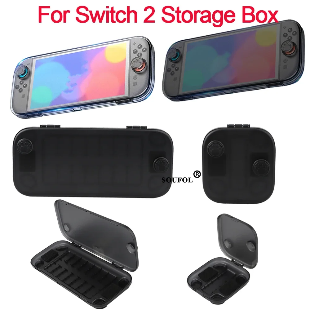 Cristal console alça caixa de armazenamento para N-SW2 switch 2 com slots para cartão de jogo capa protetora para switch 2 acessórios de jogos