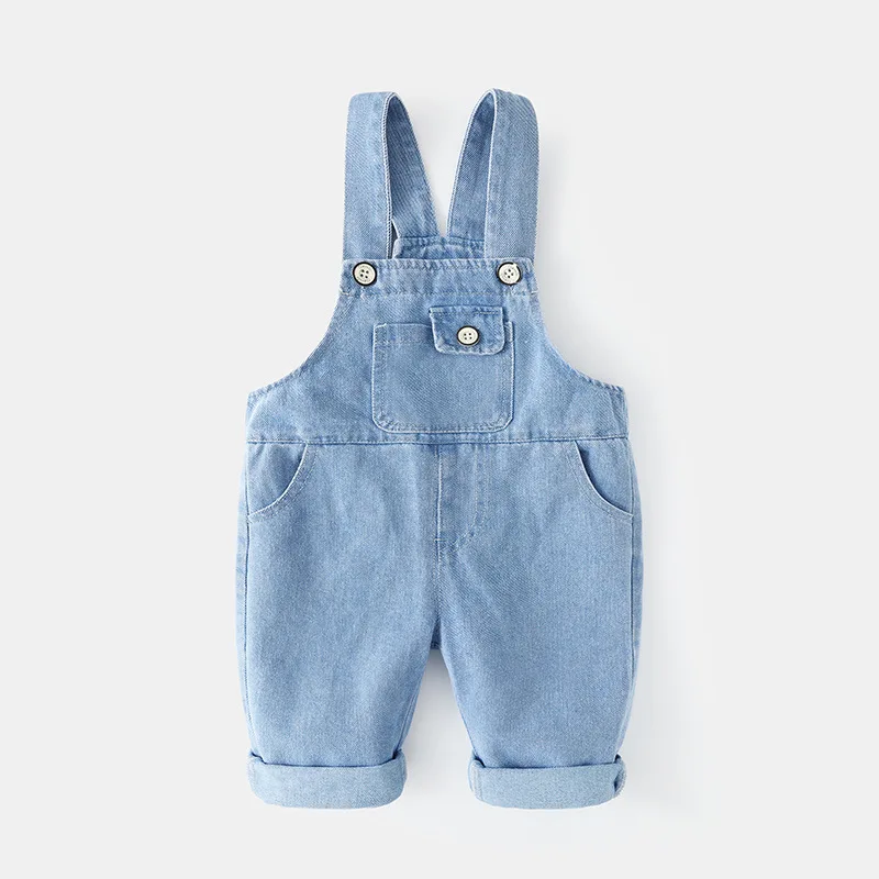 Korean Autumn Infant Babys Girls Jeans Toddler Girls Solid Denim Strappy Pants Loose Casual versatile Children Girls Suspenders