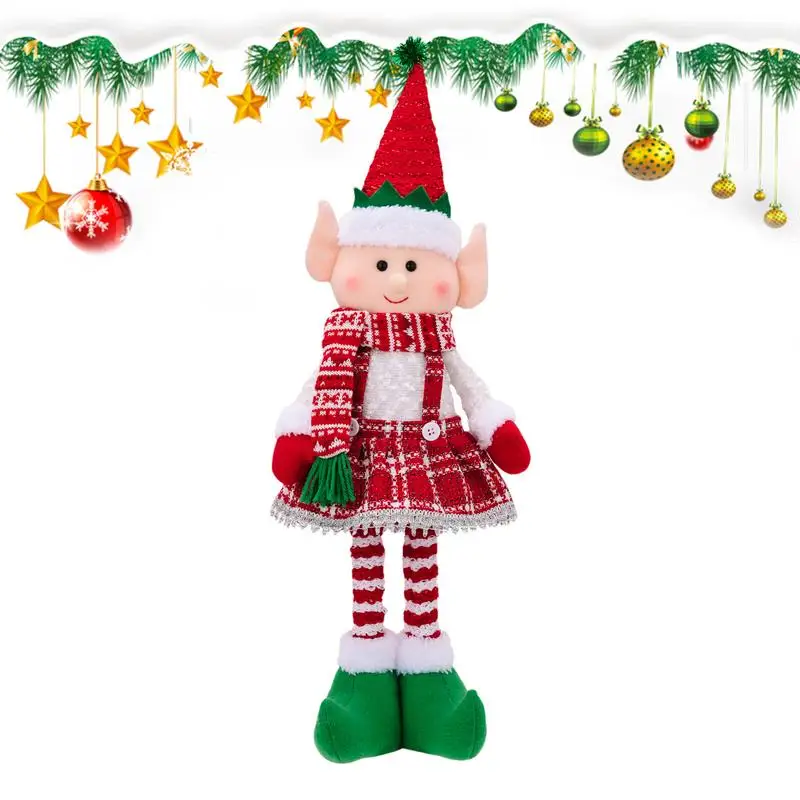 Christmas Standing Figures Long-Legged Stuffed Plush Doll Christmas Figurines Large Stuffed Plush With Retractable Spring Legs