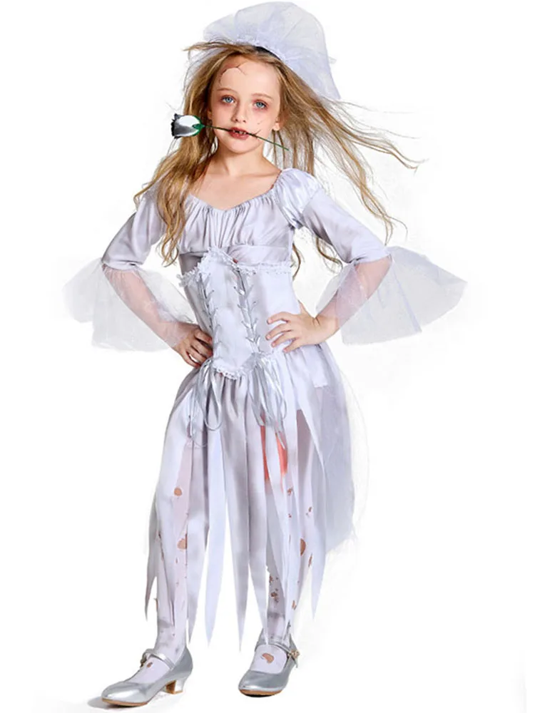로우인 좀비 신부 의상 좀비 의상 유령 축제 코스프레 파티 의상 폴리에스터 소재