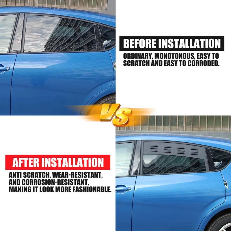 

2Pcs Aluminum Alloy Black For Seat Leon 2008-2012 Car Rear Window Louvre Ventilation Panel Decoration Cover Sticker Accessories