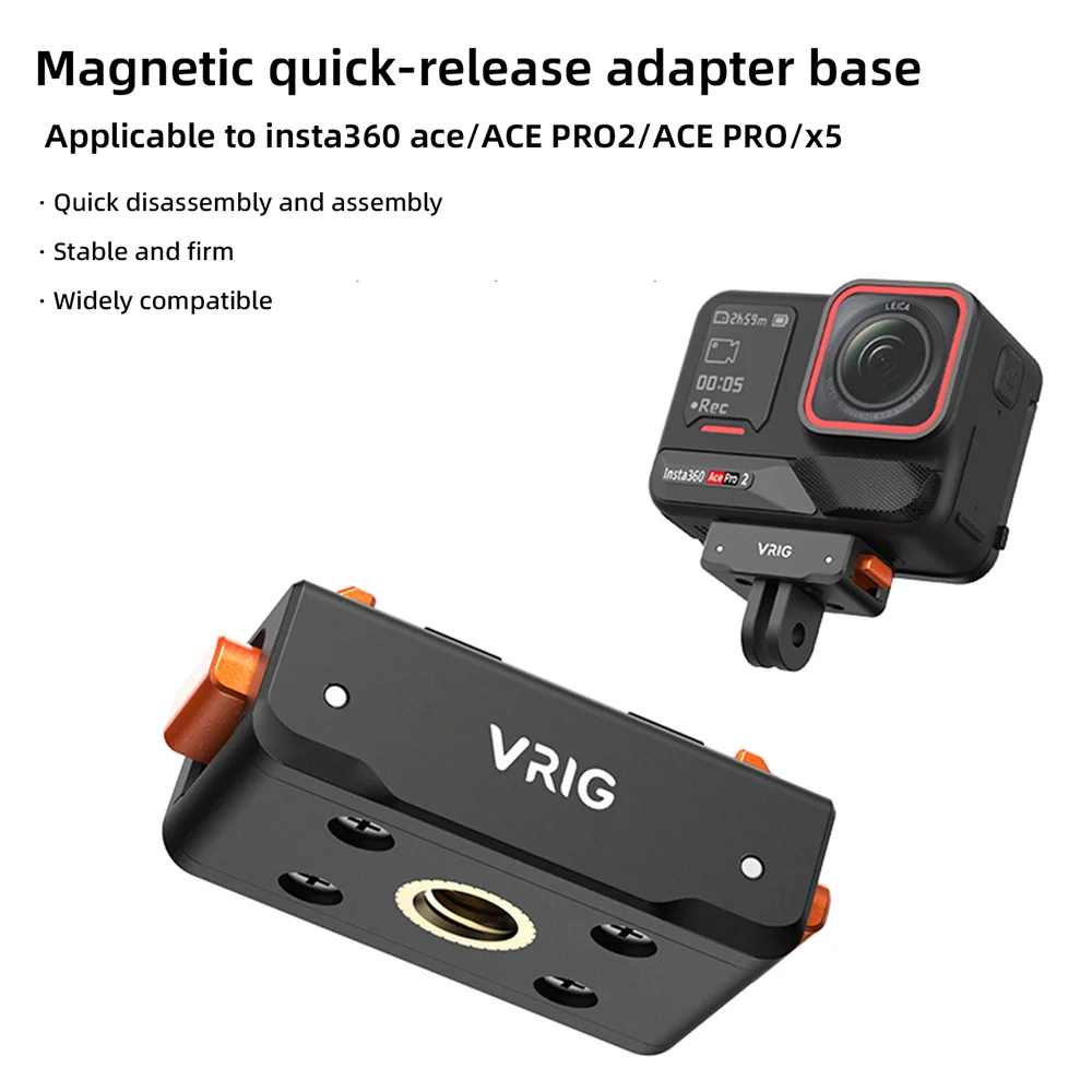 

VRIG Magnetic Quick Release Camera Adapter for Insta 360 ACE/ACE Pro/ACE Pro 2/ X5 / X4 / X3 / X2 / ONE RS / ONE X Camera Mount