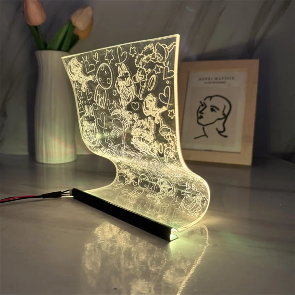 Led Scroll Lamp Huil Bewegend Kasteel Acryl Nachtlampje Prinses Ghost Sfeer Licht 3d Sfeerlicht 3/7 Kleuren Kunstlampen Cadeau