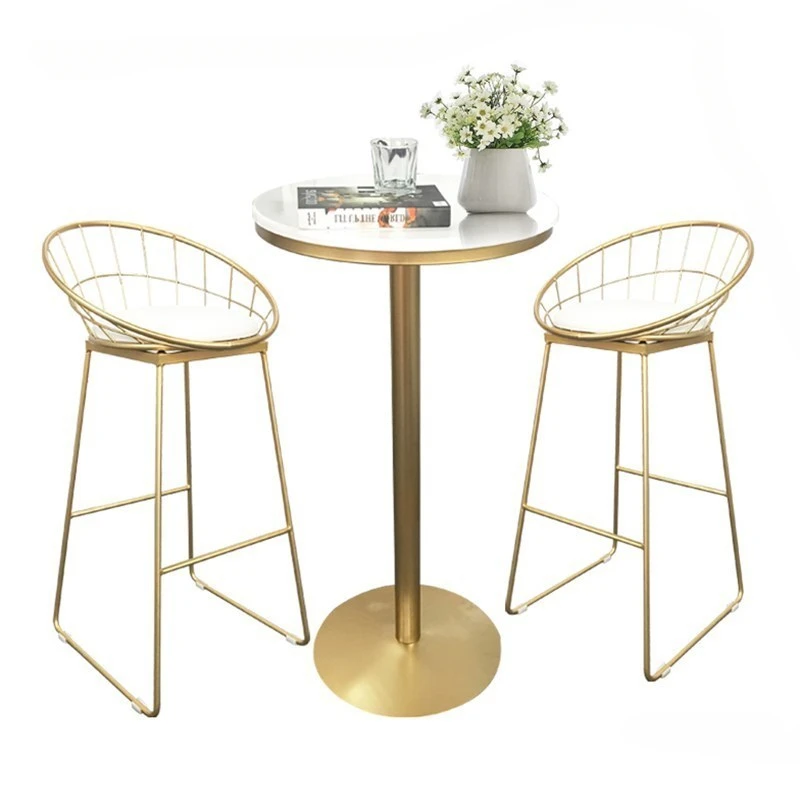 

Nordic Wrought Iron Kitchen Villa High Barstool Simple Apartment Dormitory Bar Chairs Modern Living Room Leisure Backrest Chair