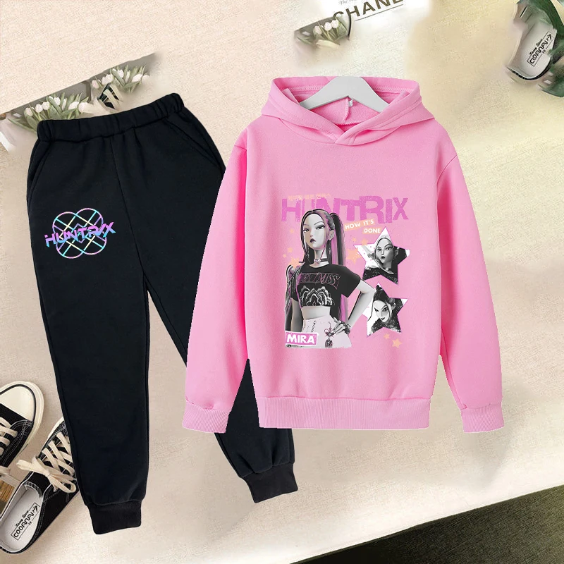 

Kpop Demon Hunters Winter Hoodie Set Tops Bottom Clothes Set Children Casual Sweatshirts Keep Warm Coat Outerwear Coat Clothing
