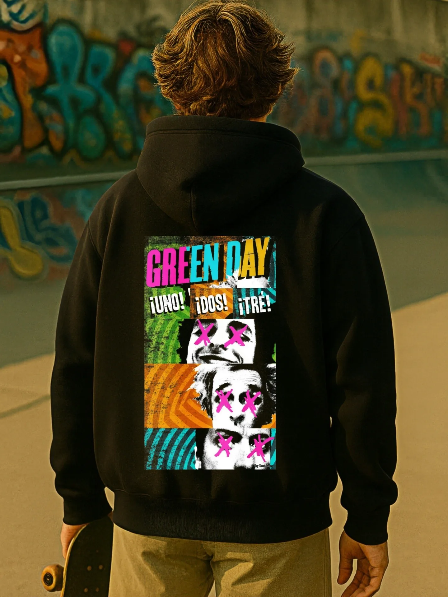 هوديي جرافيك للرجال، طباعة يوم أخضر، نمط ملابس الشارع، مبطن بالصوف، للارتداء اليومي، للشباب #2