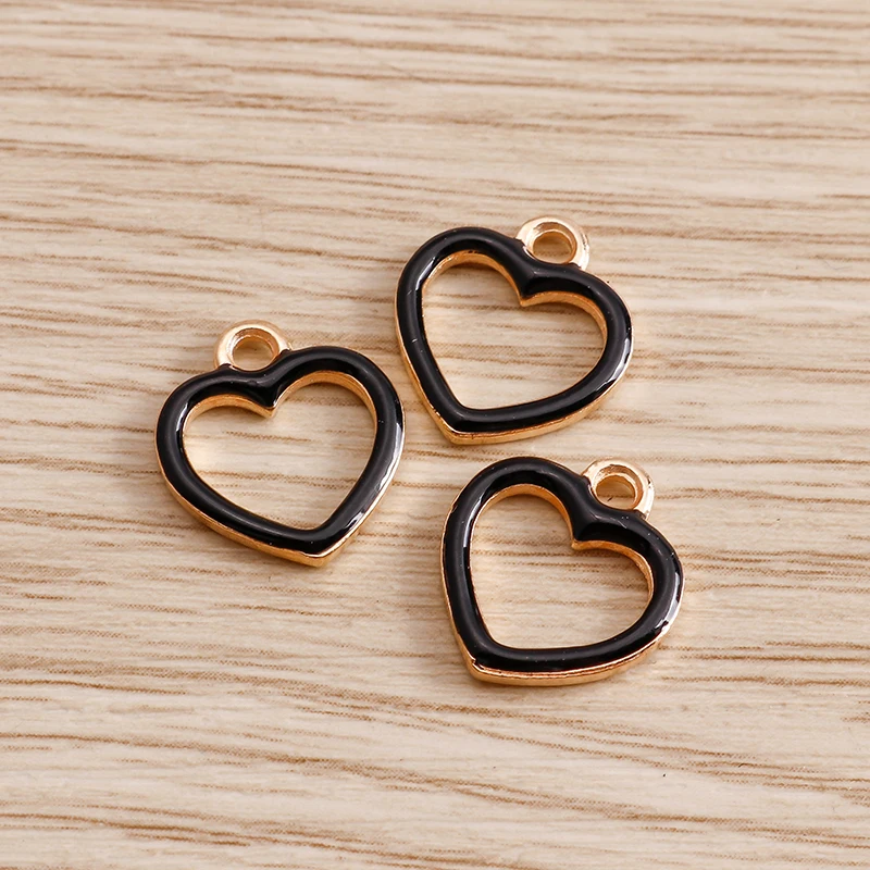 Tusember 20 Stück 11*13mm Süße Emaille-Hohle-Herzanhänger für Ohrringe, Armbänder, Schmuckherstellung, DIY Handgemachtes Zubehör – Detail 5