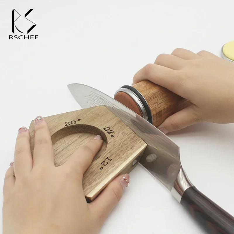 2023 Rolling Knife Sharpener Sharpening Stone Angle 15/17/19/21degree Whetstone Multifunctional Bamboo Base Grinding System