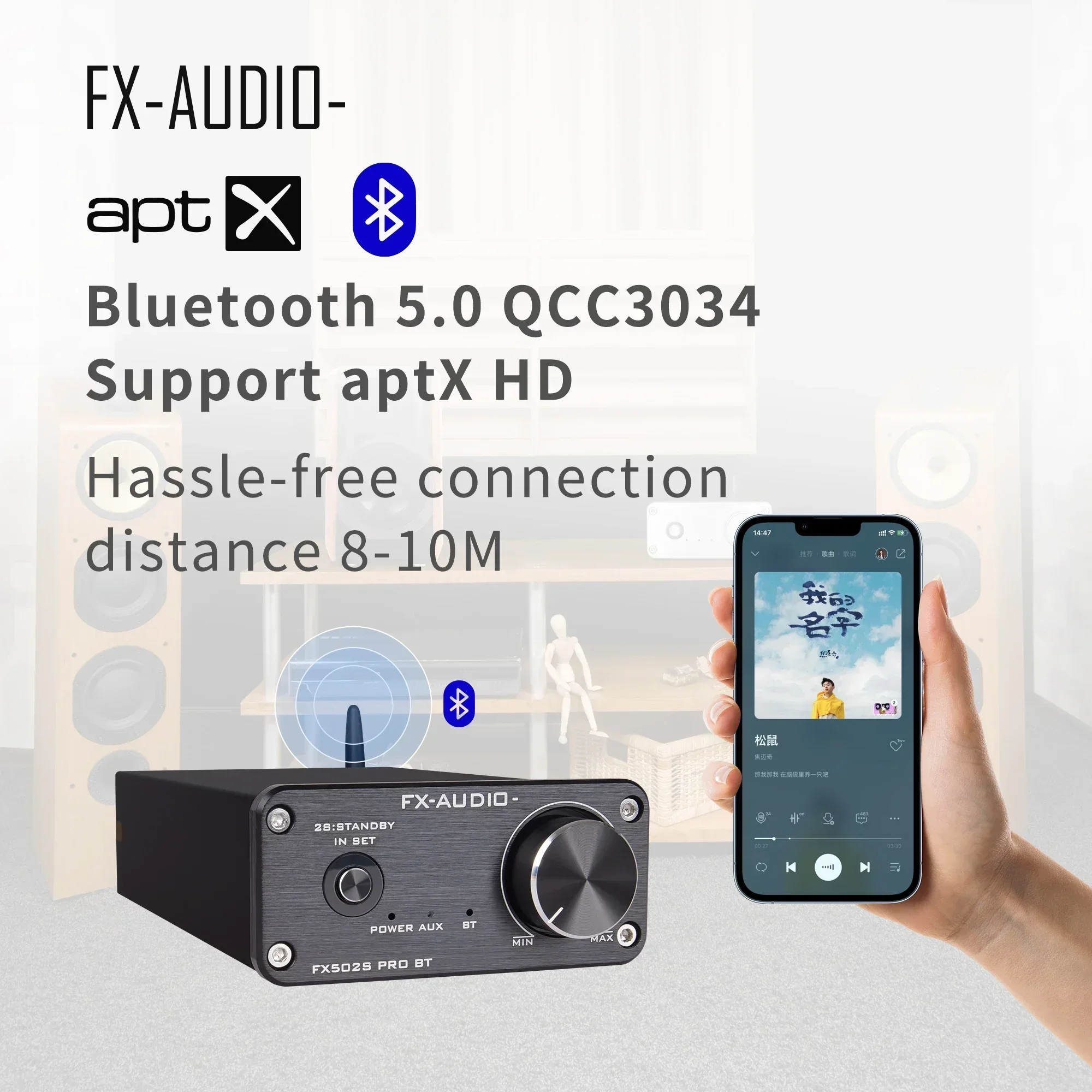 2024 FX-Audio New FX-502SPROBT HiFi 2.0 Digital Audio Amplifier TPA3250+NE5532 80W*2 Power QCC3034 Bluetooth No Power Adapter