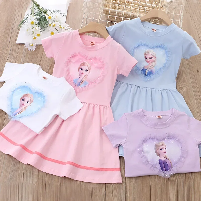 Vestidos de princesa de Frozen para niñas, ropa de manga voladora, traje de princesa Elsa, regalos para niños, venta al por mayor, Verano