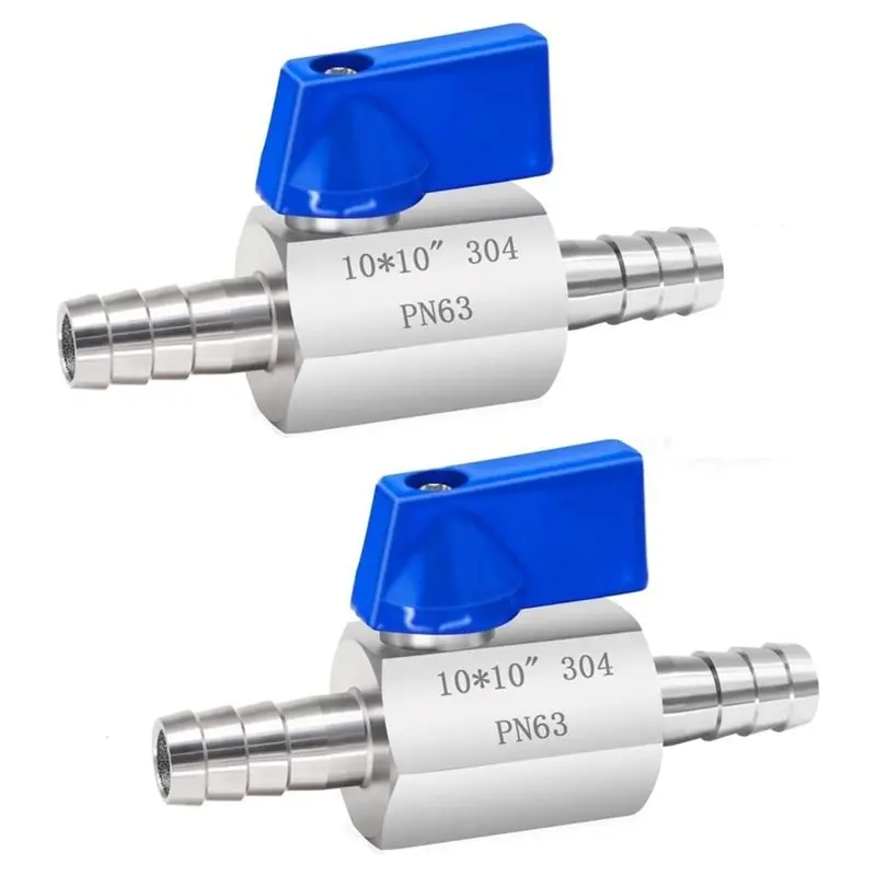 A34R& Pagoda Joint Garden Tap, 2PCS 304 Stainless-Steel Ball Valve, 10 Mm Barb Shut-Off Valve For Water, Gas, Oil