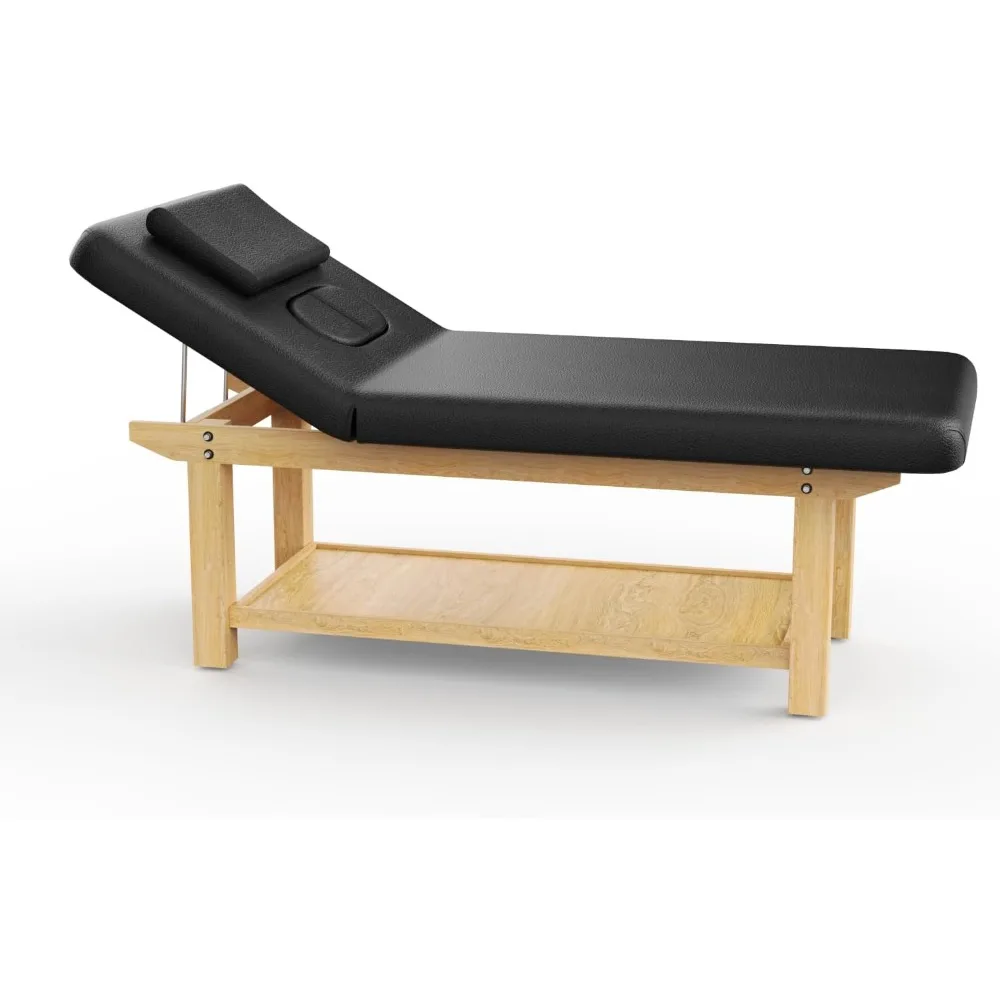 

Massage Table Treatment Table Physical Therapy Table Spa Facial Bed, PU Leather 31.5'' W × 75'' L Stationary Massage Bed