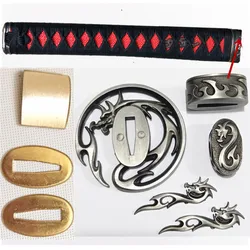 26cm*Handle Tsuka For Japan Samurai Katana/Wakizashi Sword Accessory Set Tsuba+Menuki+Fuchi+Kashira+Habaki+Seppa Metal Fittings