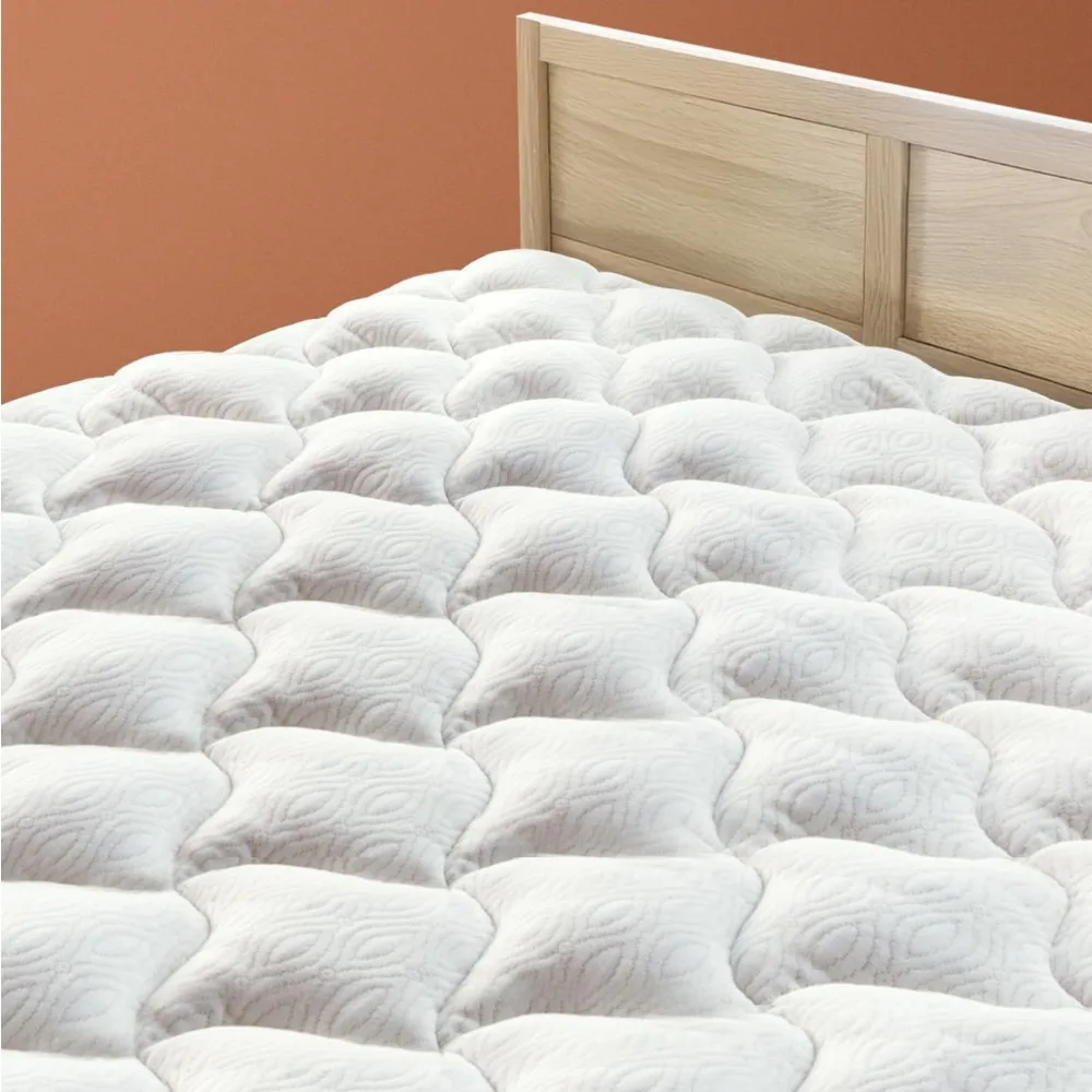 

Copper Pillow Top King Mattress Pad - Soft Overstuffed Premium Cloud-Like Support - Quilted Fiberfilled Mattress Topper with De