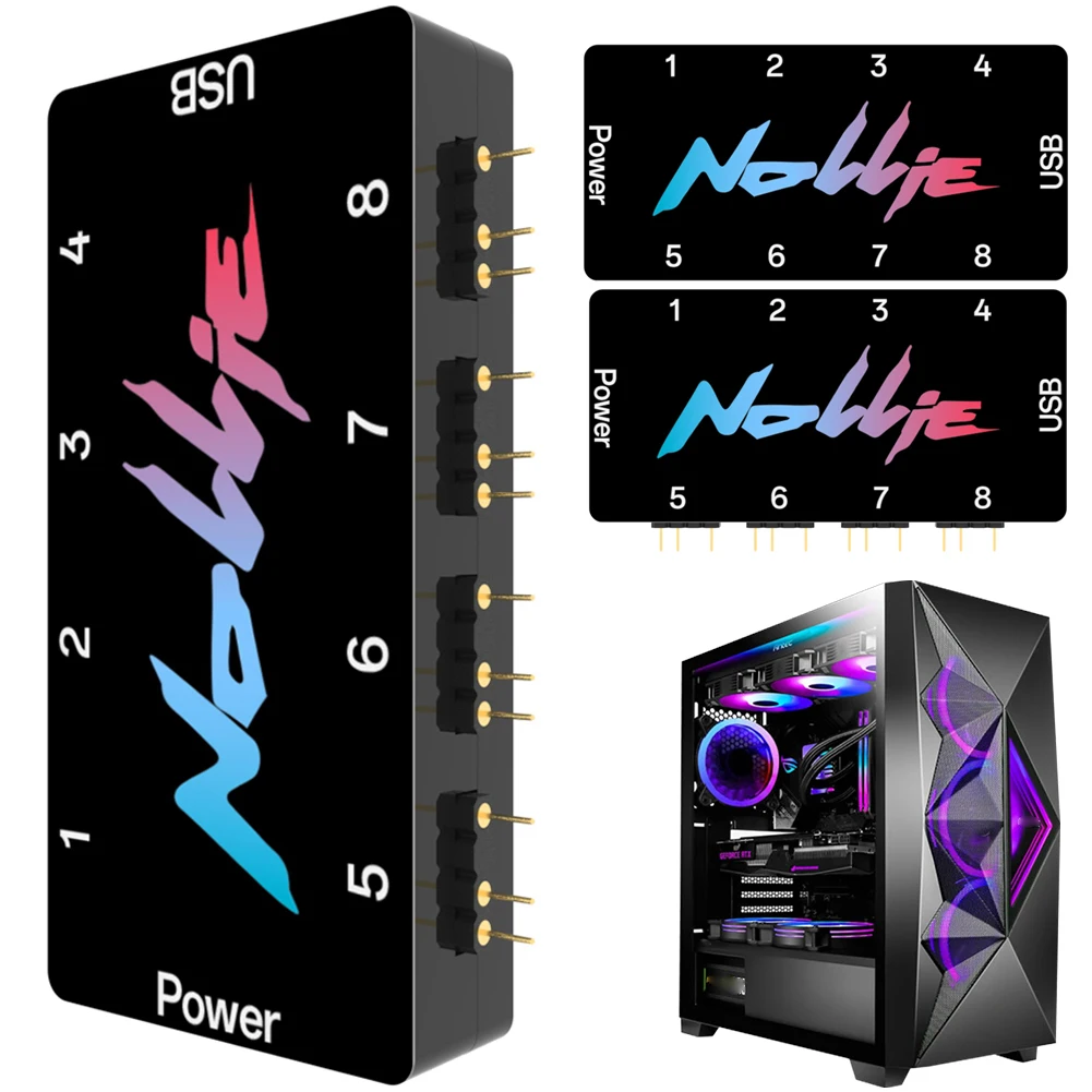 5V 3PIN ARGB Controller Support SignalRGB OpenRGB ARGB Splitter Hub SATA Power 8/16 Way for Extended Motherboard Interface