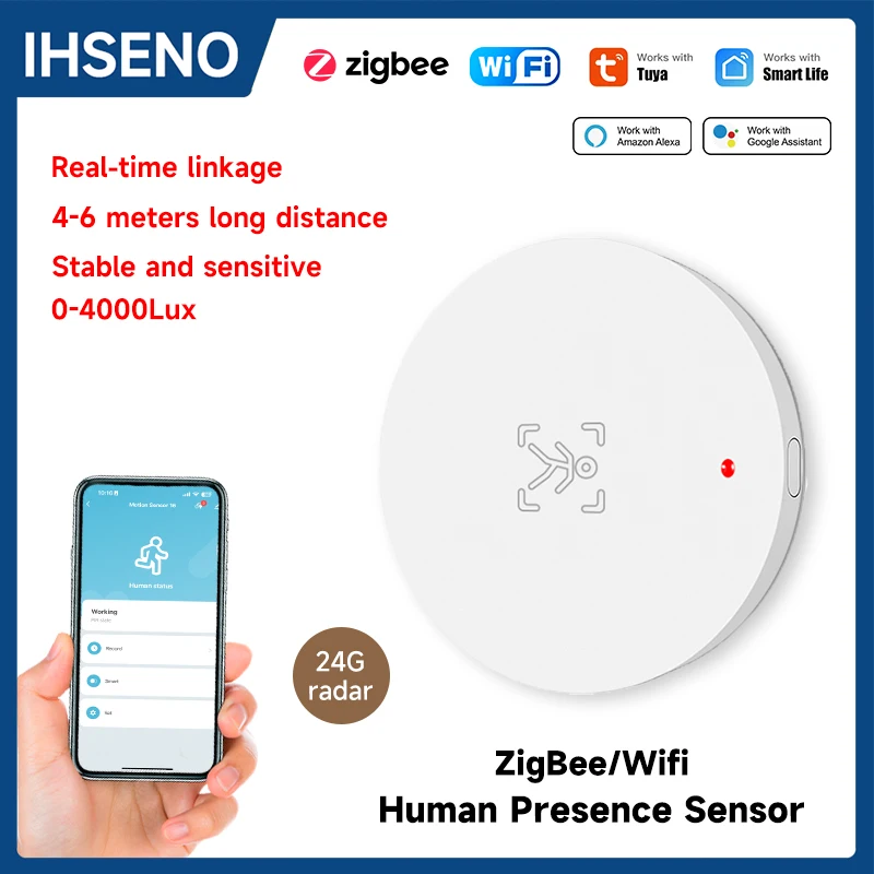 

Tuya WiFi Zigbee Human Presence Detector Smart Human Body PIR Sensor High Precision Radar Motion Sensor Static Detect DC5V