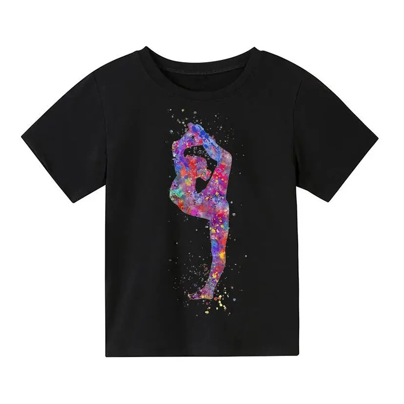 

Gymnastic Girl Pattern 3D Print New Children's T-Shirts Kids Black Tshirt Casual Sports Short Sleeve T Shirts Fashion Streetwear