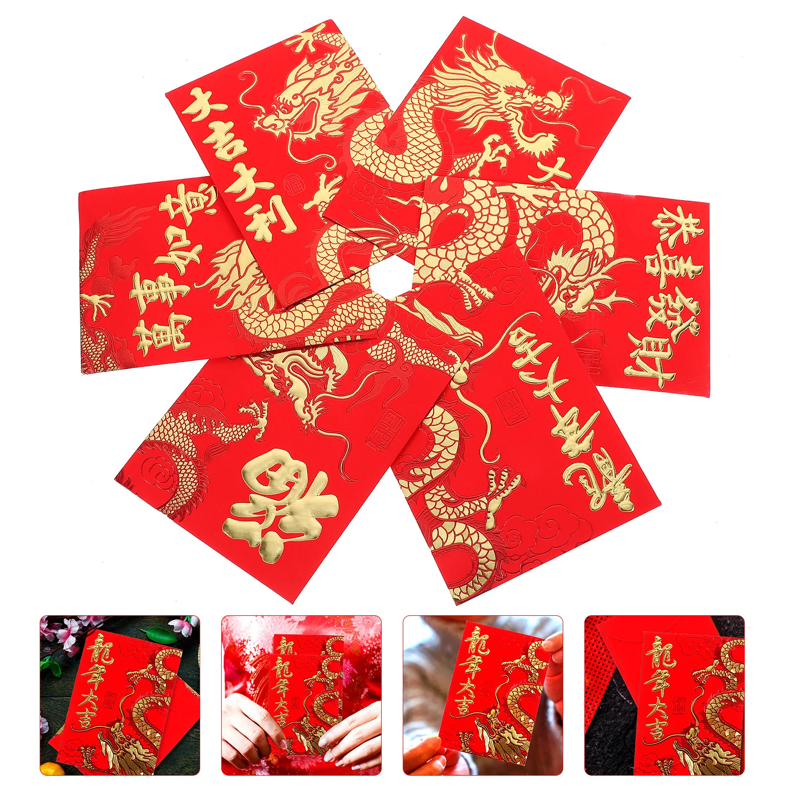 60Pcs Traditional Red Pockets Lucky Money Bags Chinese Style Decorative Red Packets for Spring Festival Money Storage Packet