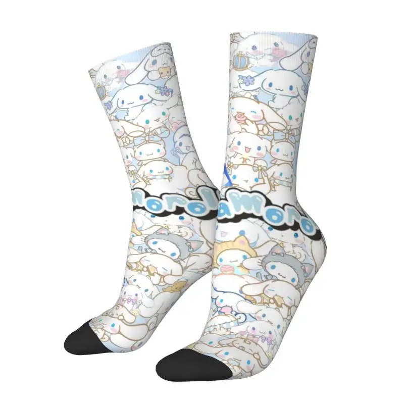 Custom Anime Cartoons Dress Socks for Men Women Warm Funny Novelty Cinnamoroll Crew Socks