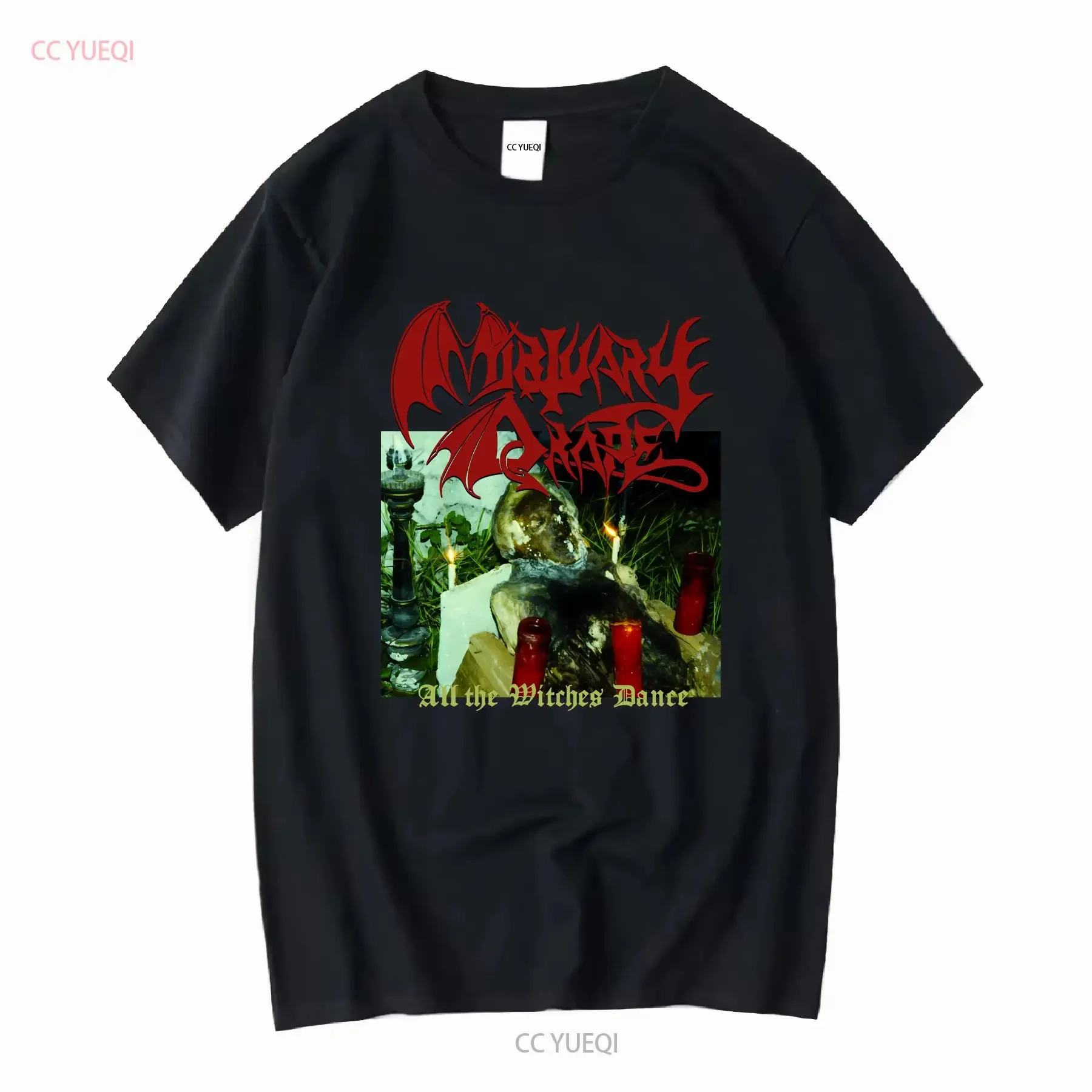 Camiseta Mortuary Drape All The Witches Dance Preta 5H574N vintage lavada confortável com ligeira elasticidade estilo streetwear respirável