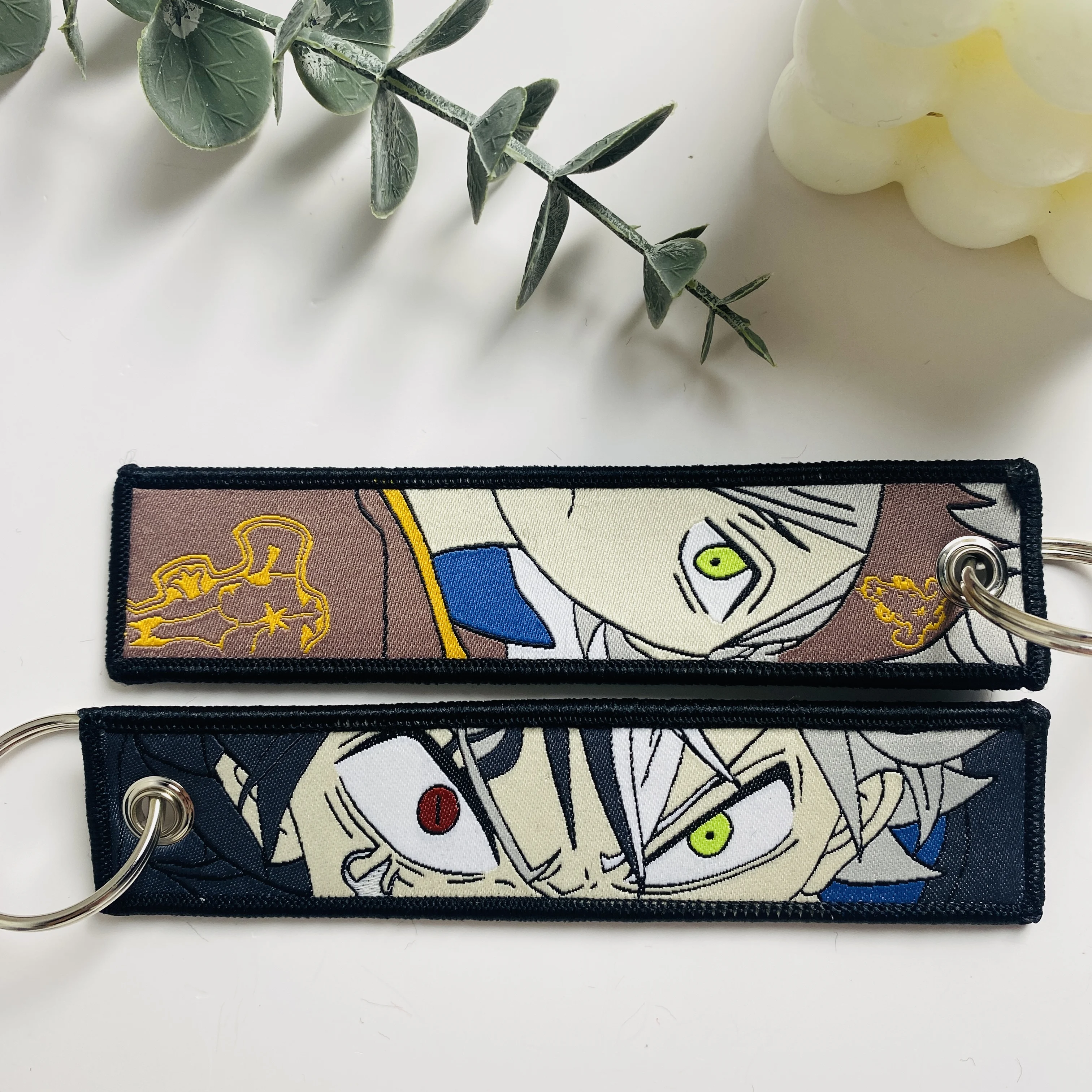 Anime Character Cool Key Tag Embroidery Key Fobs For Motorcycles Cars Bag Backpack Keychain Fashion Key Ring Souvenir Gifts
