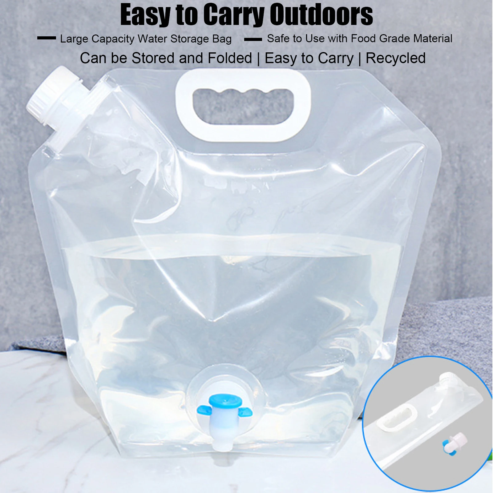 Collapsible Water Container Portable Water Storage Jug 5L/10L Airtight Water Canteen Water Storage Bag For RV Road Trip Outdoors