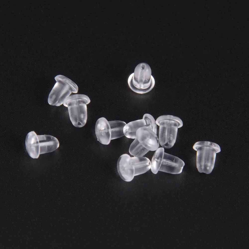 400pcs Silicone Earrings Backs Soft Clear Replacement 4mm 5mm Bullet Stud Stopper Clutch