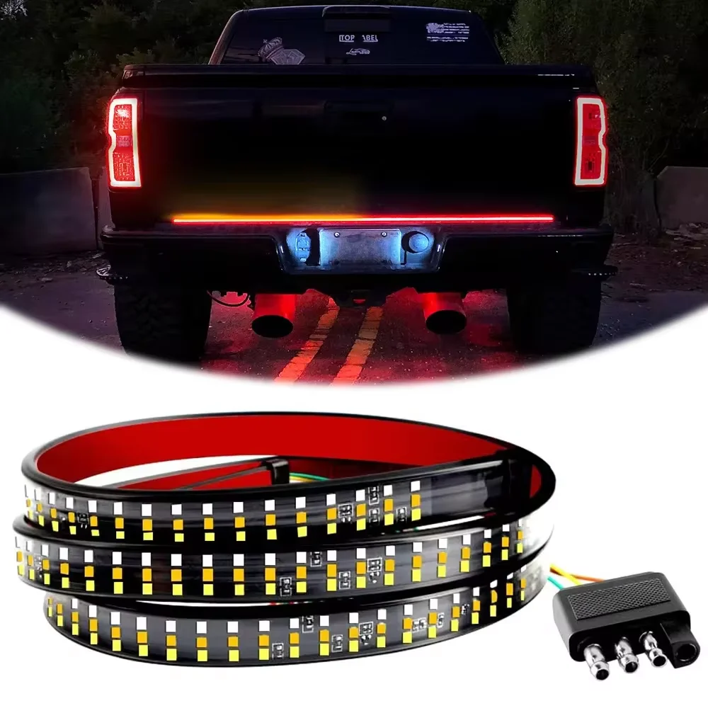 Barre lumineuse de hayon de camion, bande LED 60 pouces, pour remorque 514 et plus SUV, fonction complète, barrage de frein, clignotant, feu arrière étanche