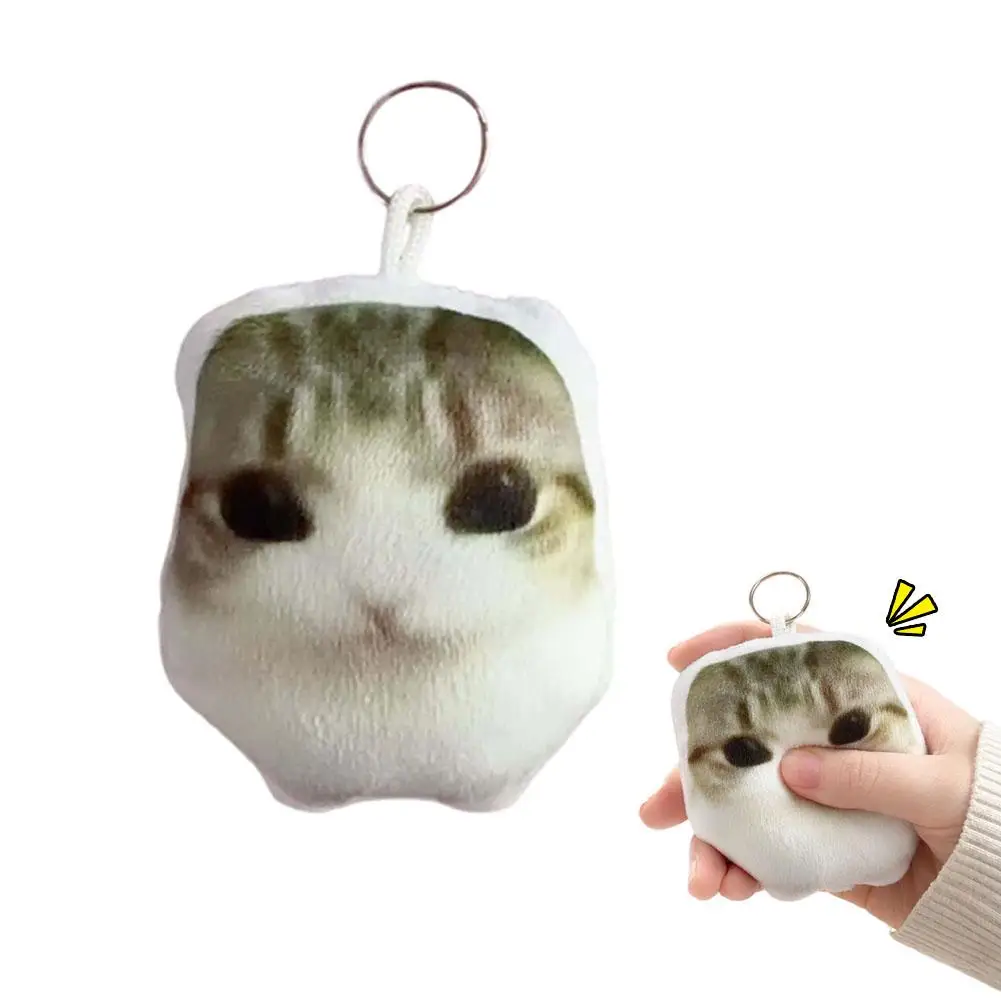 New Cute OMG Talking Keychain Internet Popular Meme Cat Squeeze Funny Crying Cat Keyring Soft Plush Creative Bag Ornament