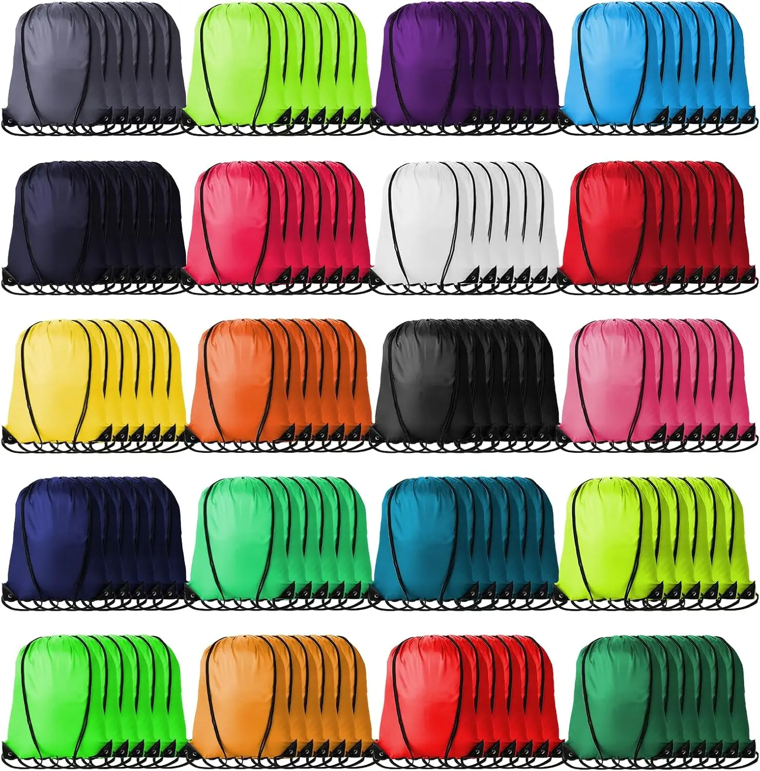120Pcs Drawstring Backpacks Bulk String Bags for Gym Sports Travel Party Storage in 20 Colors