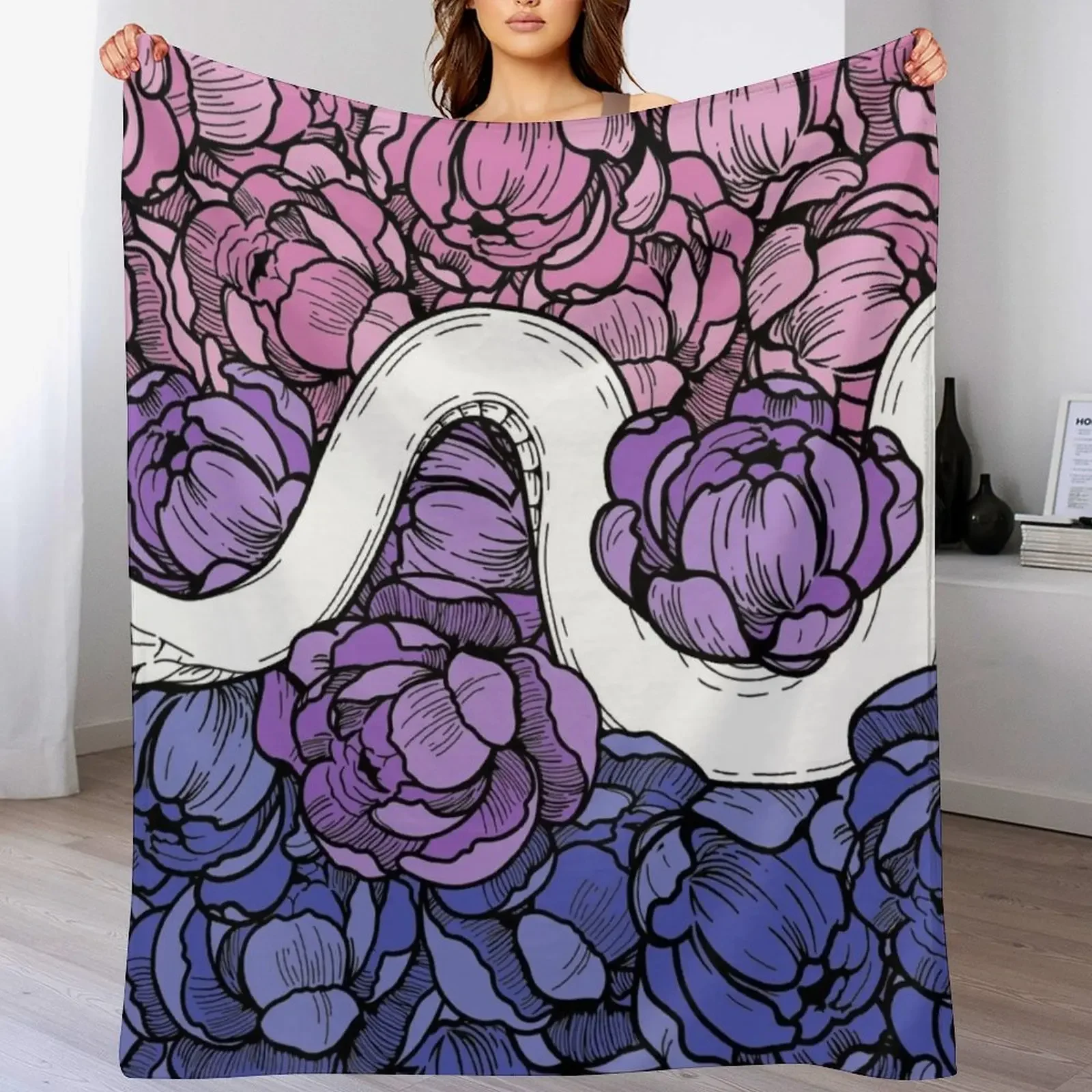 

Bisexual Pride Floral Snake Design Throw Blanket Sofas Soft Plush Plaid Sofa Quilt Travel Blankets
