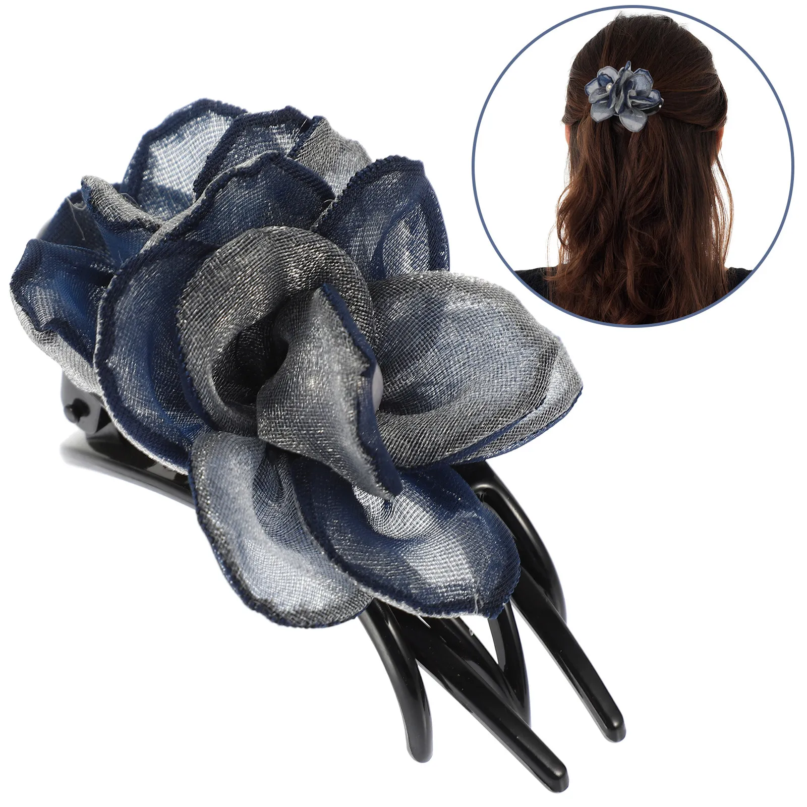 

Заколка-краб «Утиный клюв» с шелковым цветком для женщин, для всех типов волос, для повседневного использования, макияжа, занятий спортом и купания