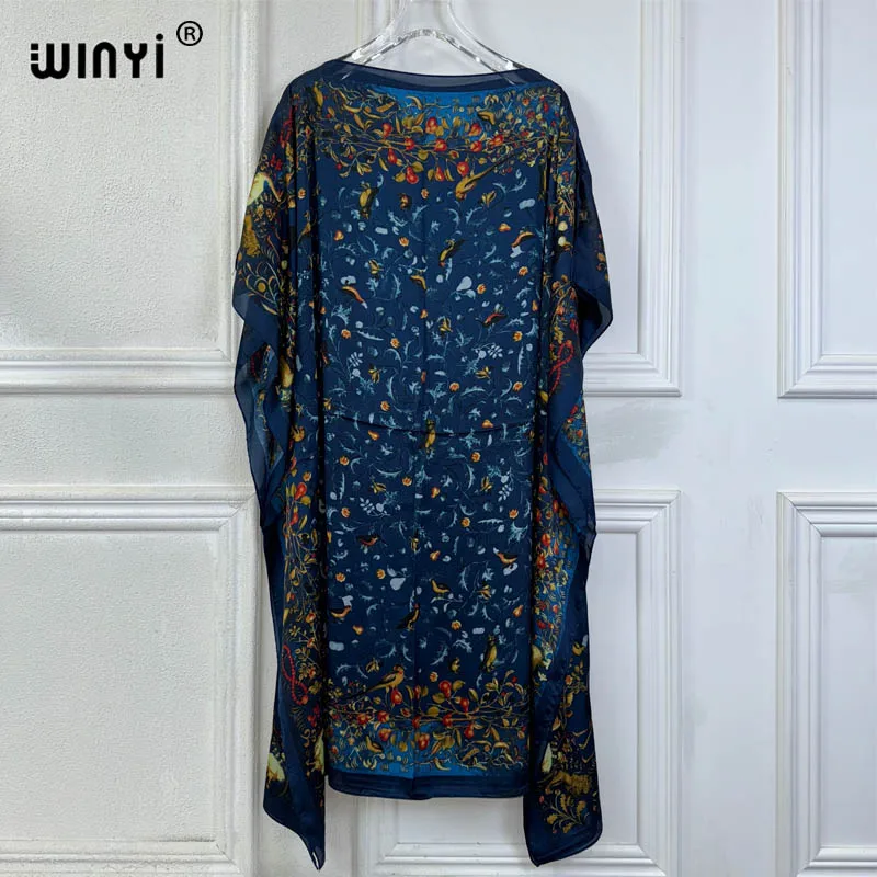 WINYI summer dresses sexy african women free size dress boho print beach wear party dresses Femme kaftan Muslim beach cover ups