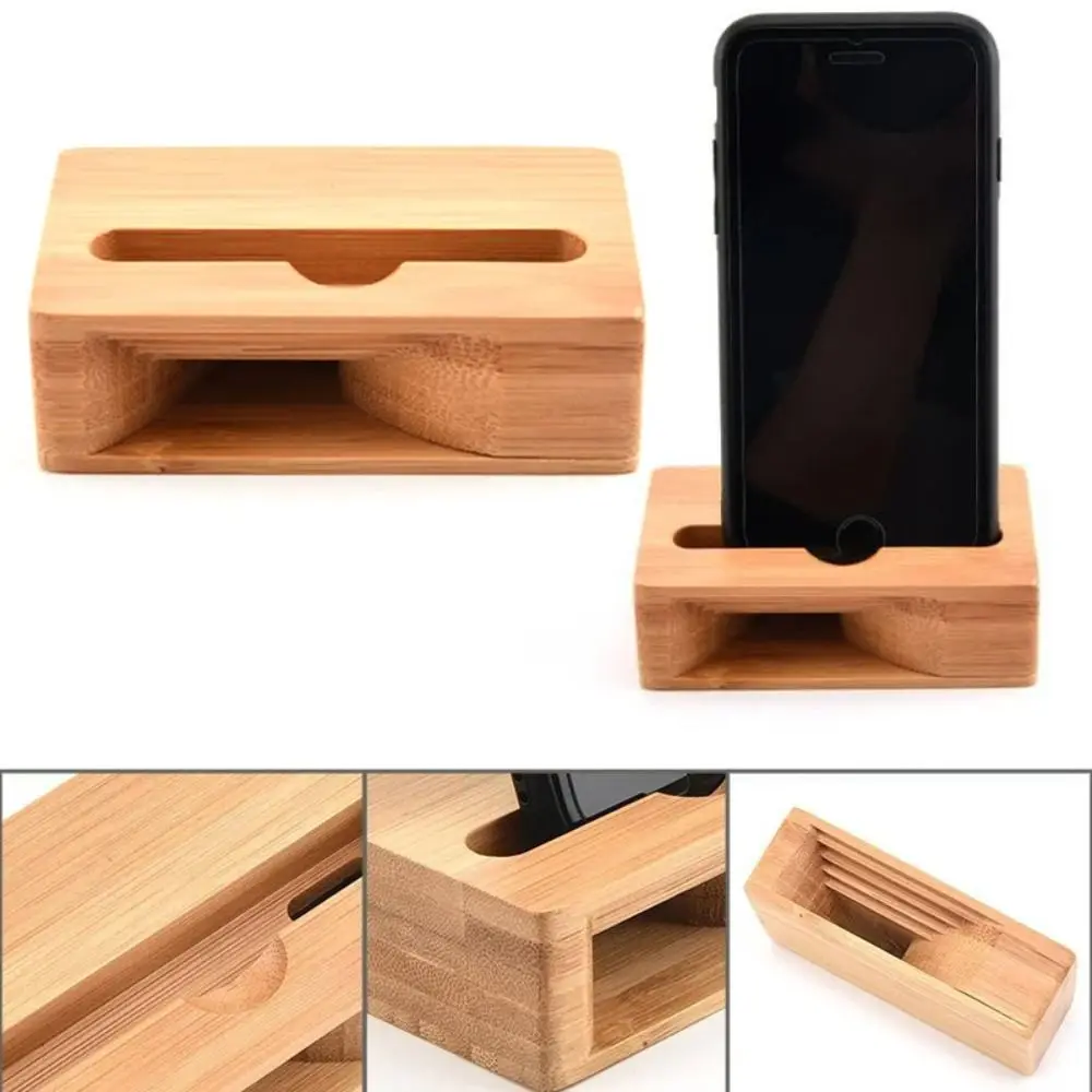 

Speaker Bamboo Sound Amplifier Environmental Friendly Odorless Bamboo Mobile Phone Holder Durable Portable