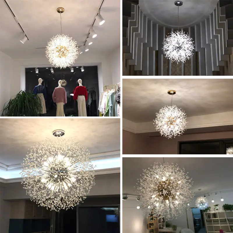 Nordic Crystal Dandelion Chandelier Personalized Romantic Lighting Fixtures Creative Colored Hanglamp for Home Lighting