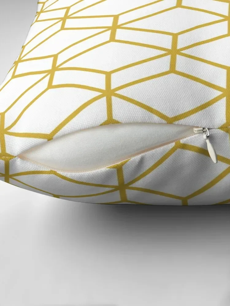 Honeycomb Geometric Lattice in White and Light Mustard Yellow Throw Pillow Sofa Pillow Cover home decor items pillow