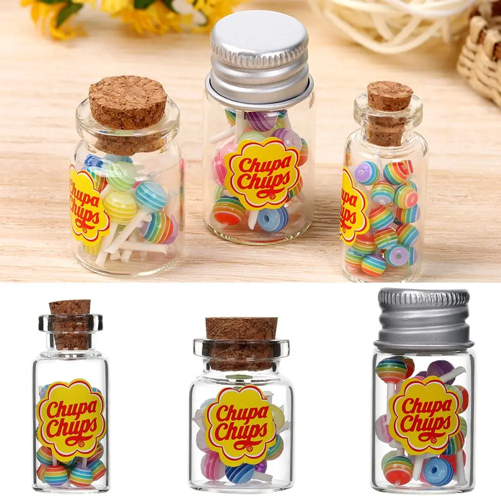 1/12 Scale Lollipops With Jar Dollhouse Miniature Food Simulation Sugar Candy Box DIY Photography Props Doll Accessories