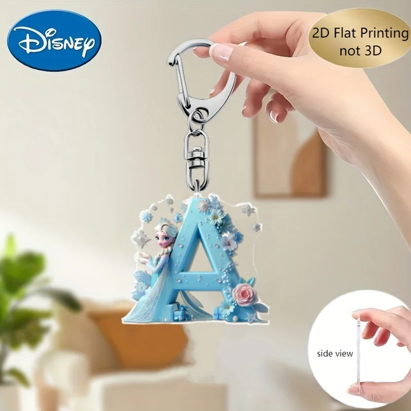 Акриловый брелок с изображением Эльзы «Холодное сердце» Диснея, 2 дюйма, A-Z, английские буквы, имя, красочный кулон, автомобильное зеркало заднего вида, подарок для девочек
