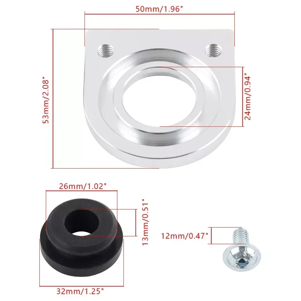 Relokator Braket Radiator Premium + Bushing Profil Rendah Sepasang Perak untuk Peningkatan Honda Aksesori Pendingin Aluminium Diy