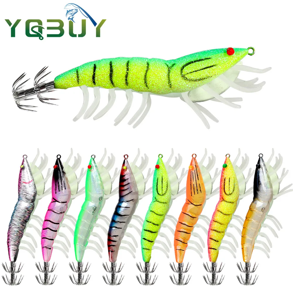 

11.7cm/20.5g Luminous Squid Jig Hook 3.5# Fishing Lure Plastic Glow Shrimp Hard Bait Artificial Fishing Lure Octopus Cuttlefish