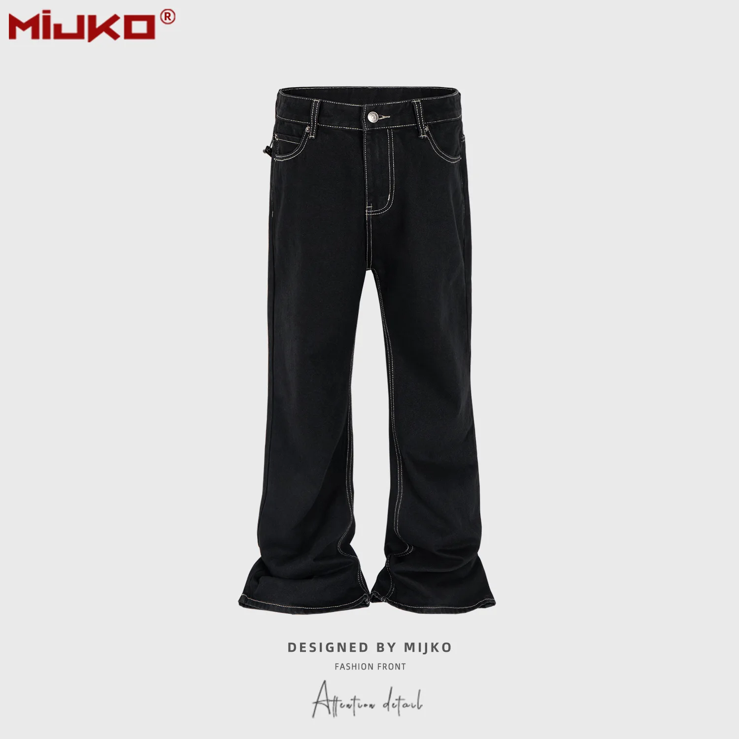 Black Bootcut Jeans with Spiked Studs - Grunge | Minga London 