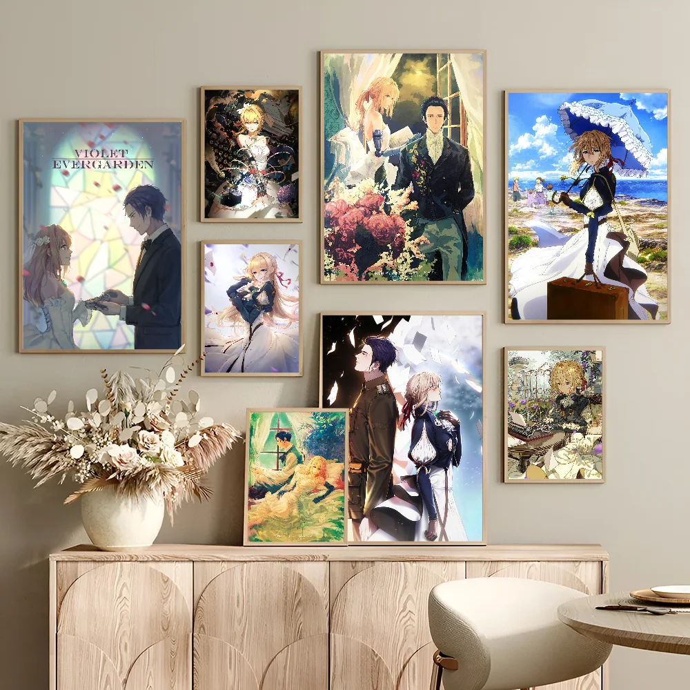 Violet Evergarden Classic Vintage Posters Decoracion Painting Wall Art White Kraft Paper Kawaii Room Decor