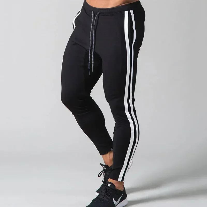 Joggers férfiak csíkos sweatpants Lezser stv nadrágot férfiak Használhatóság Futóverseny Álmatlanul pályán Nadrág